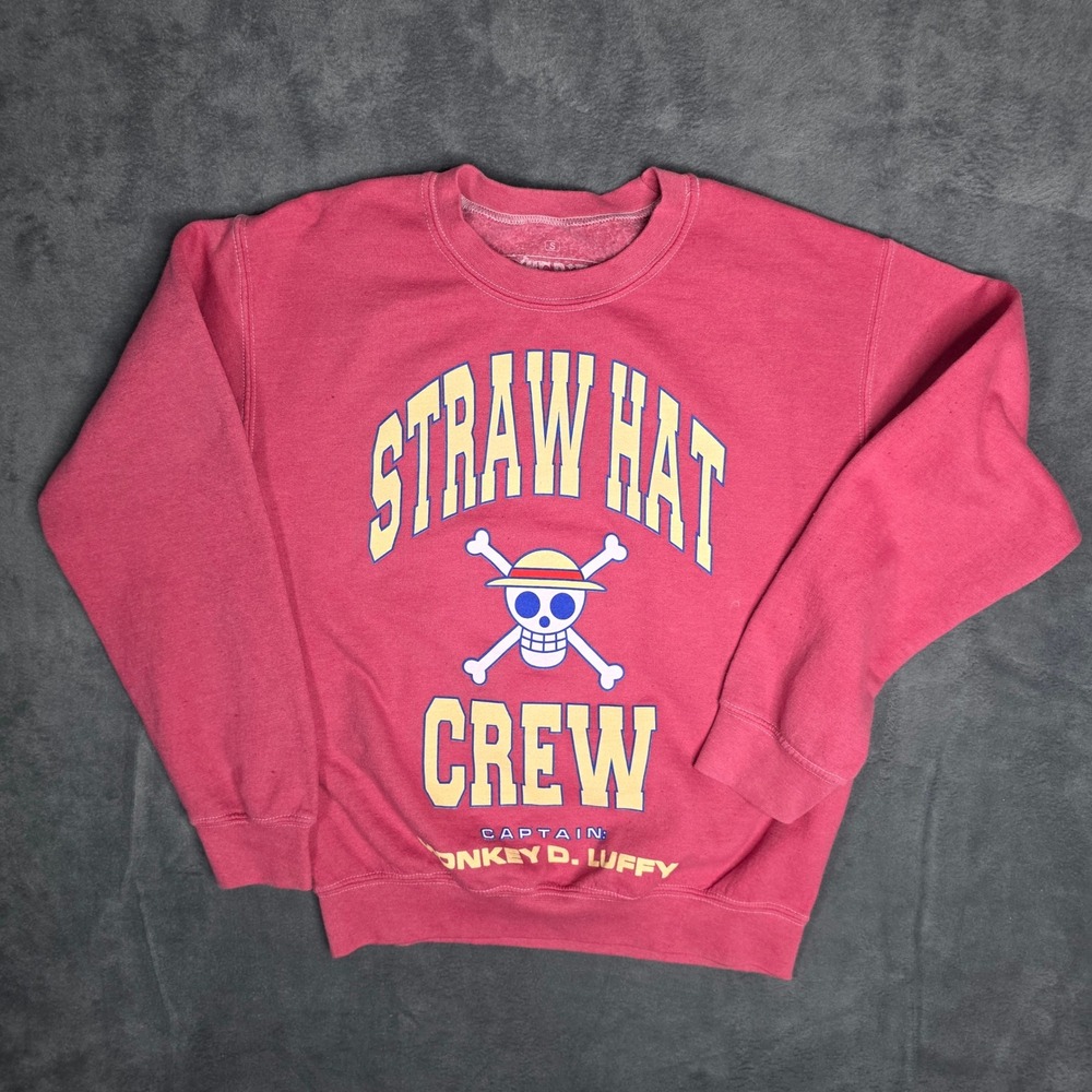 Ripple Junction One Piece Straw Hat Crew Monkey D Luffy Sweatshirt Red Mens S